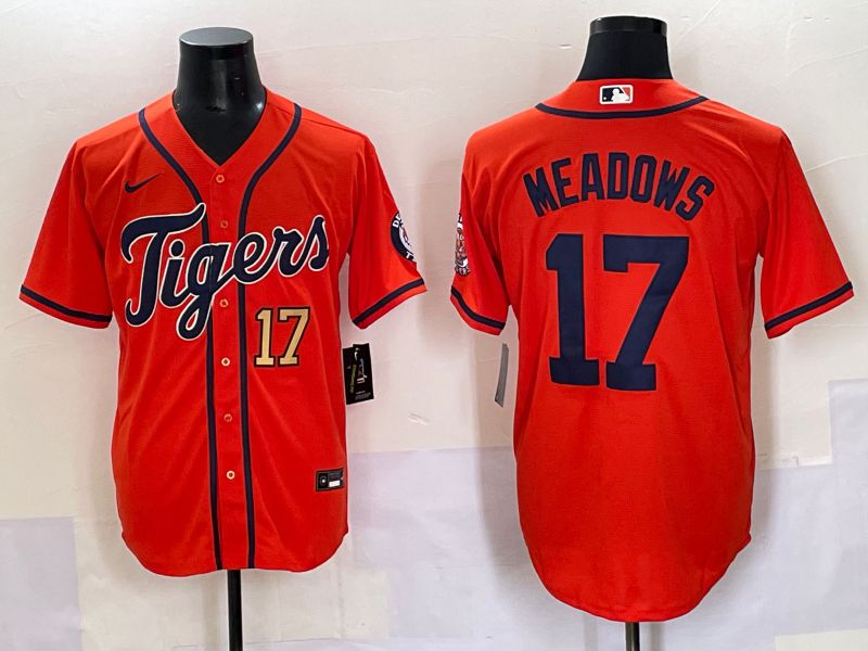 Men 2025 Detroit Tigers #17 Meadows Orange Game Nike MLB Jersey style 4->detroit tigers->MLB Jersey